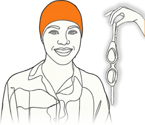 Illustration au trait : une nageuse à qui l'on tend des lunettes